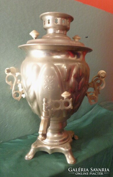 Copper samovar/nickel-plated, approx. 30 cm high, electric, original Tula production, with standard cord