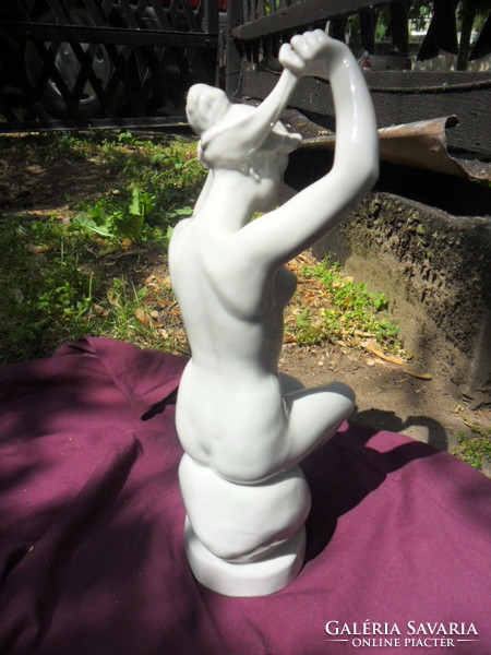 Extrém ritka Drasche porcelán női akt szobor nagy