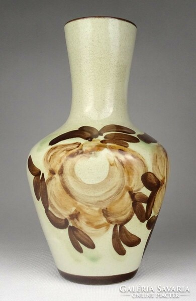 1R806 Vajszínű virágos kerámia váza 24 cm