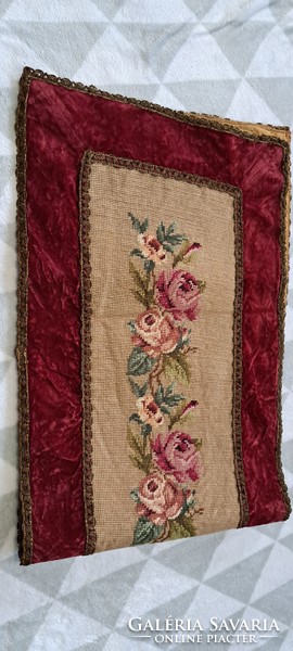 Old rose tapestry runner, dresser tablecloth 2 (m4681)