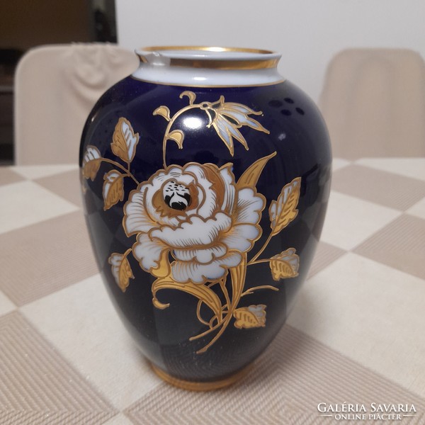Goldrelief German hand painted porcelain vase