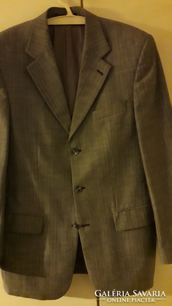 Exclusive style numbered wool gray discreet striped jacket with outer and inner pockets 48 brand new