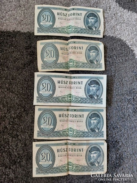 5 HUF 20 banknotes issued in 1980