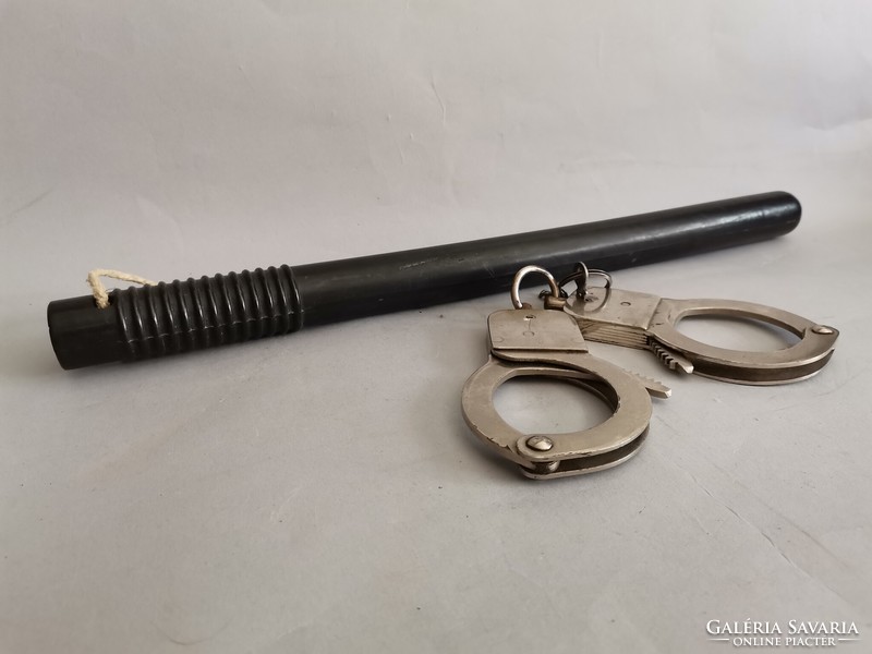 Kádár period socialist baton and handcuffs military police equipment, museum piece 18+