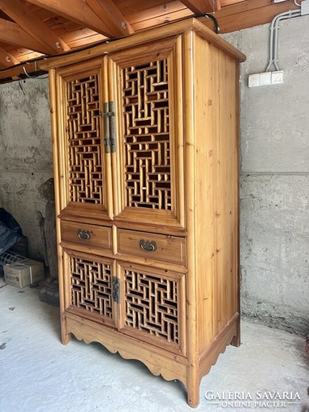 Old Chinese lattice cabinet, Oriental, Asian, Japanese