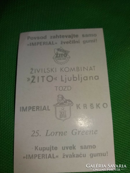 Old chewing gum - lorne hyman greene (bonanza - galaxy series) actor card from the former Yugoslavia
