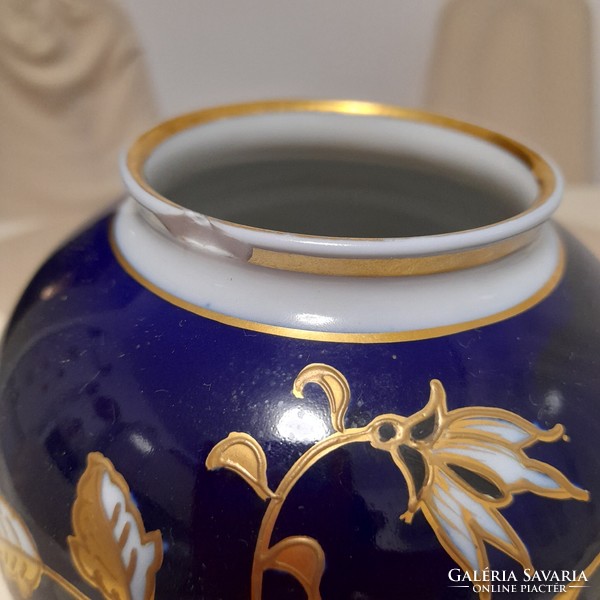 Goldrelief German hand painted porcelain vase