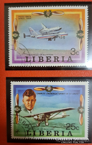 1978. Liberia foiled flight block with associated stamp line f/7/10