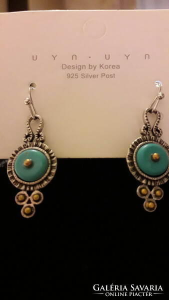 Bizzuk: metal turquoise Korean hoop earrings 3.5mm new.