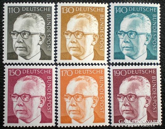 N727-32 / Germany 1972 gustav heinemann stamp set postal clerk