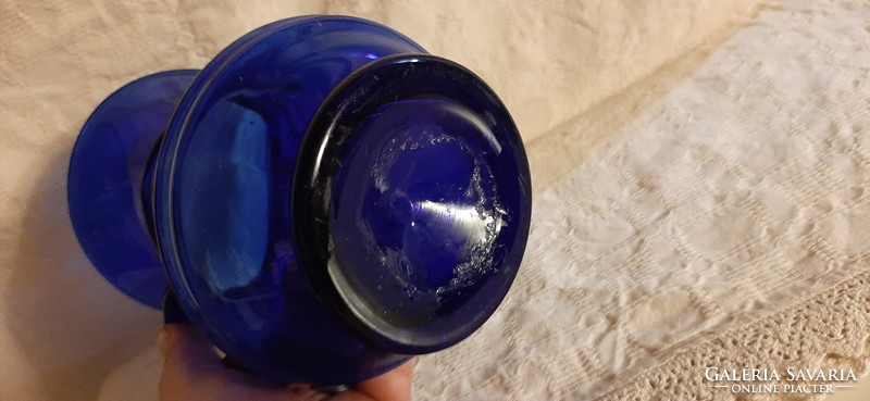 Antik erdélyi kék hutaüveg kancsó