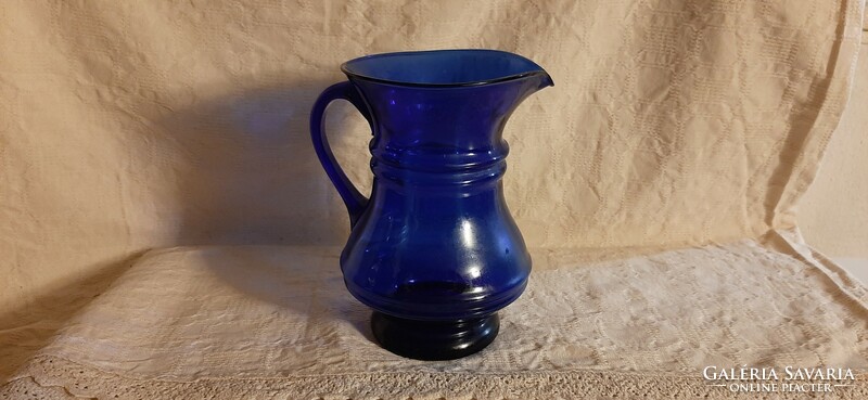Antique Transylvanian blue huta glass jug