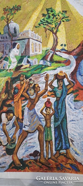 Falikárpit, Jyoti szignós textilkép, keresztény vallásos éhségkendő 1 (M4685)