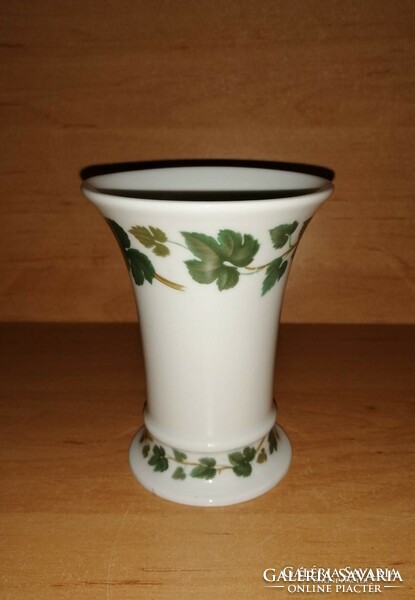 Hutschenreuther porcelain vase with green leaves 10.5 cm high (22/d)