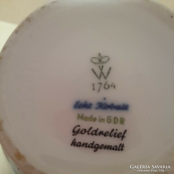 Goldrelief német kézzel festett porcelán váza