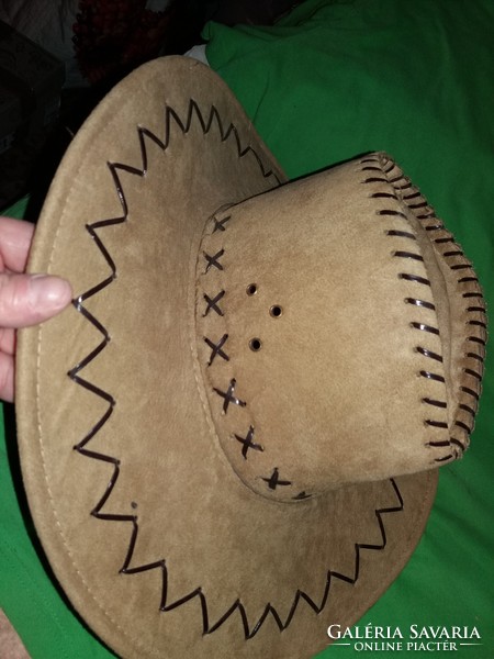Retro WESTERN - bőr vadnyugati COWBOY kalap jó állapotban a képek szerint 2