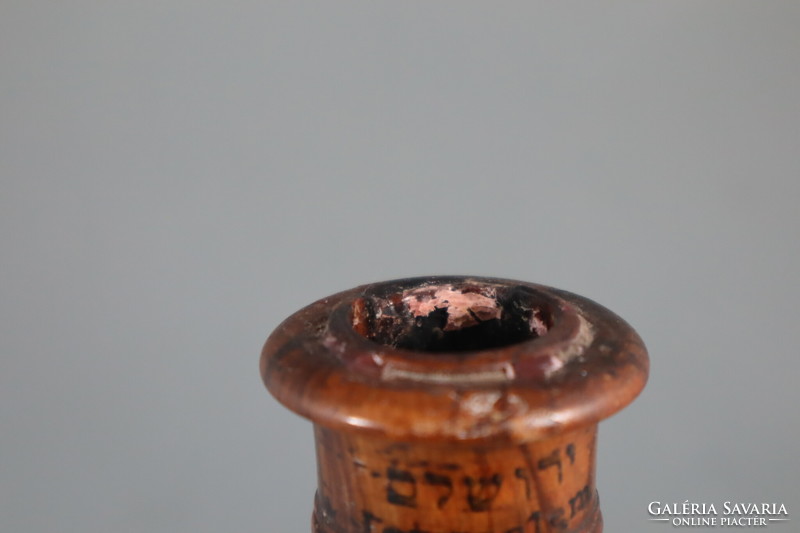 Antique bezalel Judaica candle holder made of olive wood