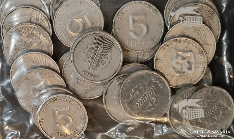 5 Pfennig, 1948. - 1953. Year ndk lot 30 pieces
