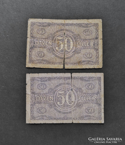 2 X 50 pennies 1920, two color variants, vg