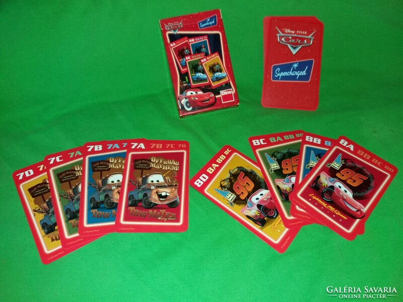 Retro DINO - DISNEY- PIXAR - VERDÁK kvartett autós mese játék kártya dobozával a képek szerint