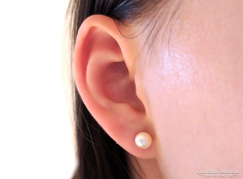 18Kt Gold Earrings - Freshwater Cultured Pearl Earrings in Gold - 18ct Pearl Jewelry
