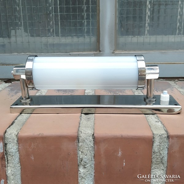 Bauhaus - Art deco fali csőlámpa felújítva - tejüveg hengerbúra