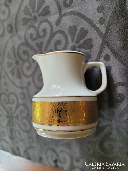 Hollóháza gold patterned porcelain pourer, marked.