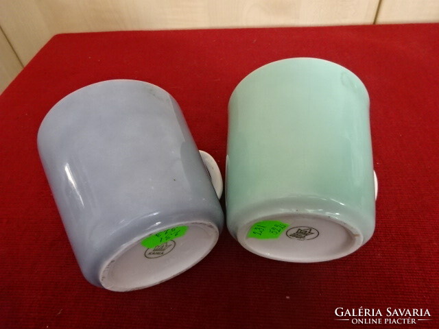 Kahla German porcelain mug, two pieces, green and blue. Jokai.