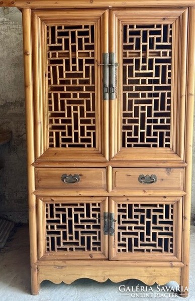 Old Chinese lattice cabinet, Oriental, Asian, Japanese