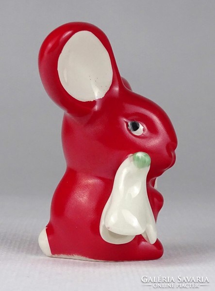 1R259 old marked hummel - goebel red porcelain rabbit bunny 6 cm