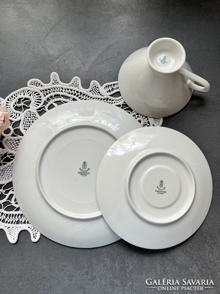 Csodás gyűjtői, art deco aranyozott Wintering Bavaria reggeliző teás csésze szett, trió
