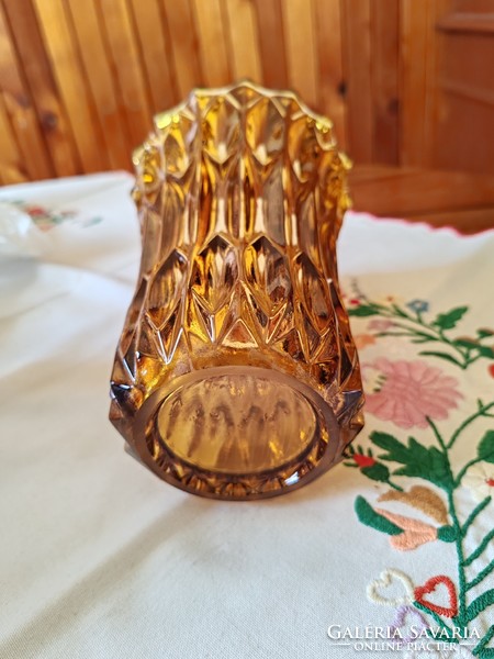 Art deco amber glass vase 20 cm high