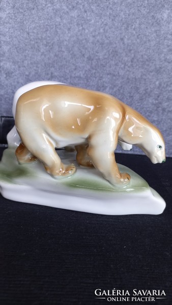 Zsolnay pair of rare colored polar bears, marked