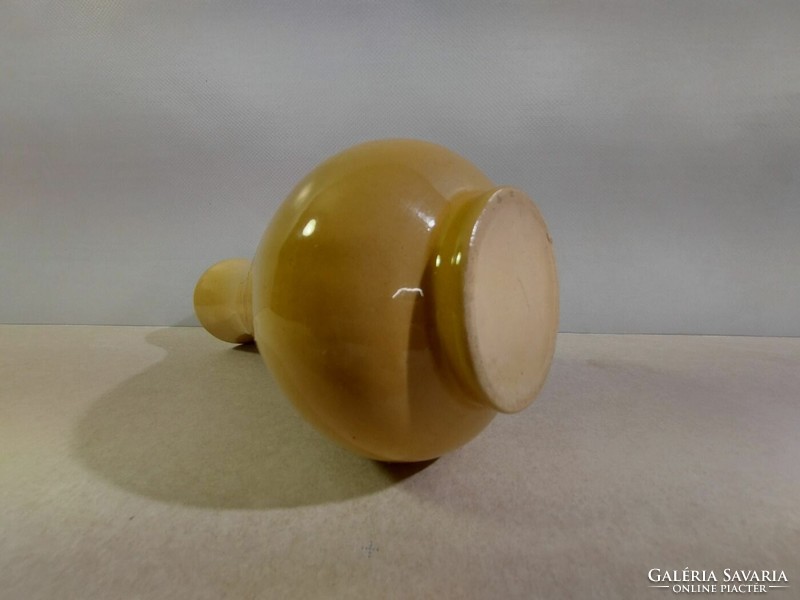 Flower pattern ocher ceramic vase (20.5 cm)