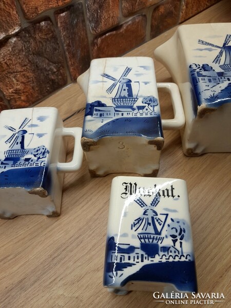 11 pieces! Antique Delft faience marked spice holders together