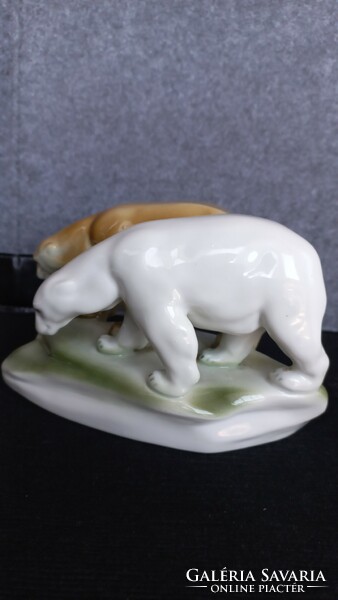 Zsolnay pair of rare colored polar bears, marked