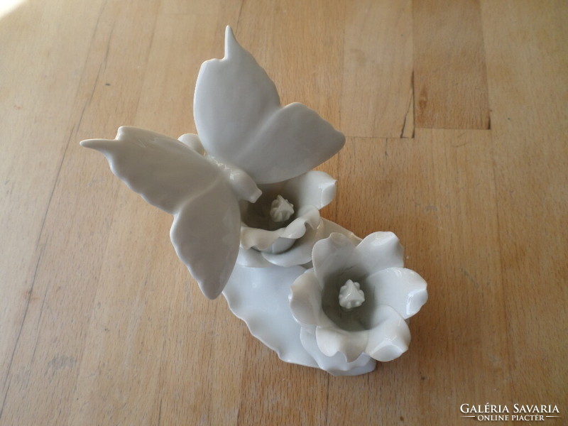 Herend white porcelain butterfly on a butterfly flower