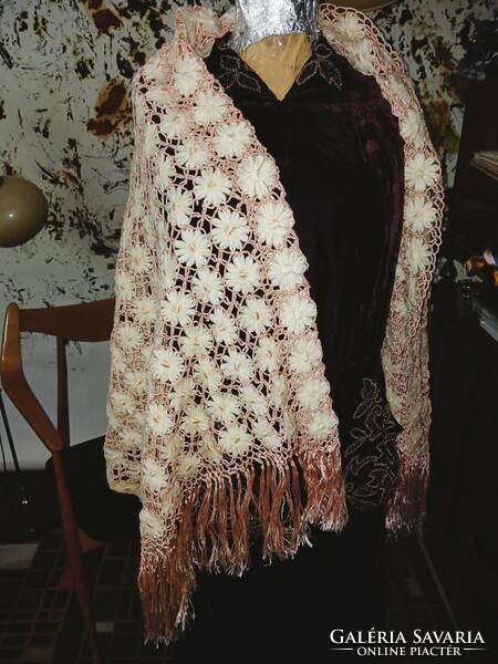 Vintage hand crocheted shoulder pad, stole