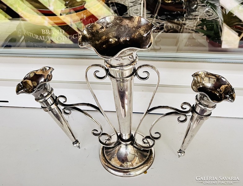 Antique silver-plated flower stand, table center