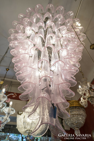 Vintage Murano glass chandelier - flamingo pink shade