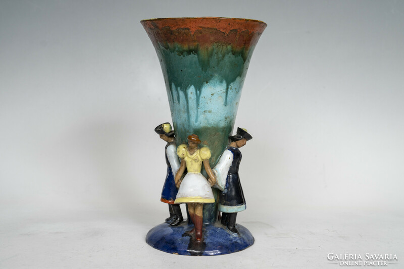 Kálmán Molnár ceramic vase with figural decor