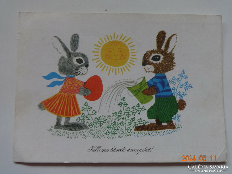 Old graphic Easter greeting card, Dawn Gabriella drawing