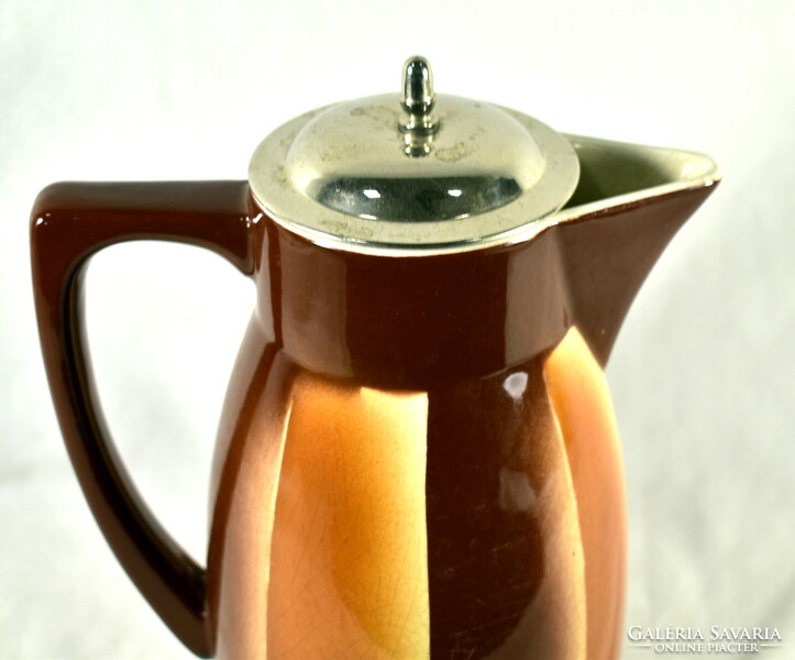 Art deco earthenware coffee pot with filter insert