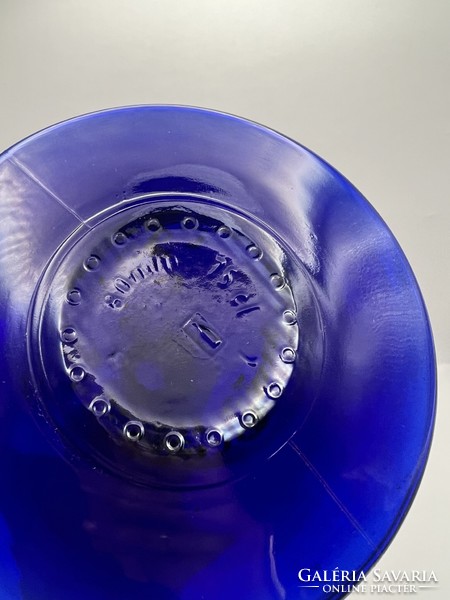 Gyönyörű 34 x 14 cm magas kék színű üveg váza. 5099
