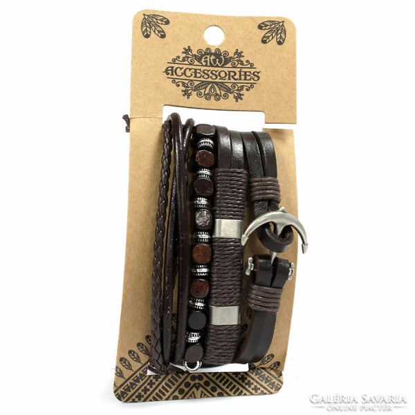 Men's bracelet set - iron and leather - gift idea - in 8 variants