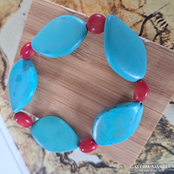 Coral and turquoise bracelet 2 cm