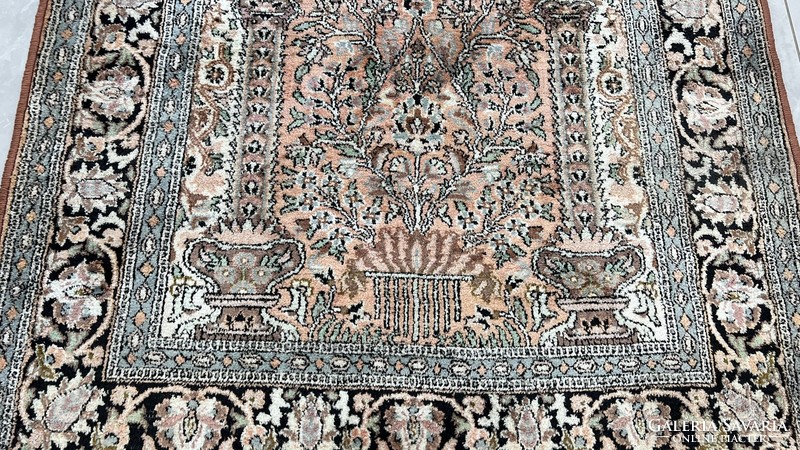 3630 Kasmíri hernyóselyem Isfahan kézi perzsa szőnyeg 98X152CM INGYEN FUTÁR