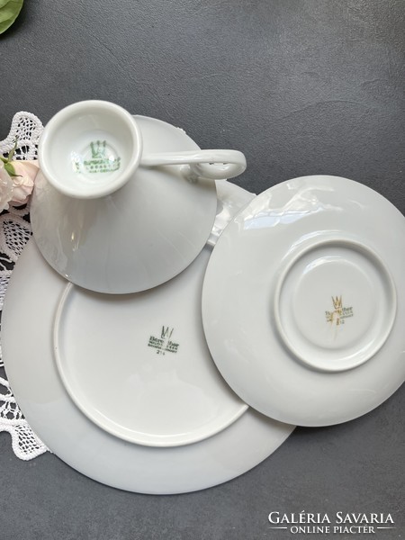 Wonderful collector's art deco hand gilded rose Bavarian breakfast tea cup trio