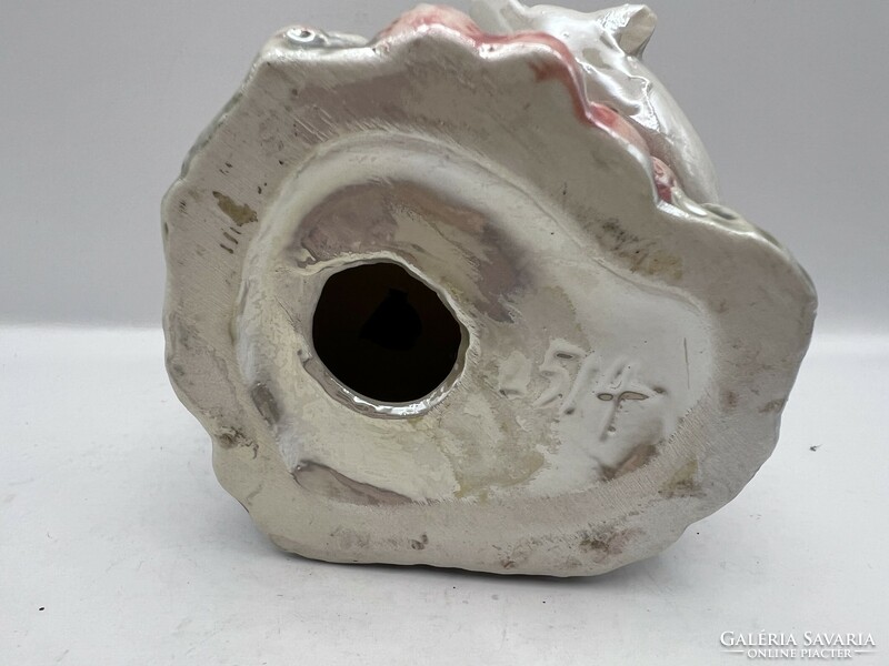 Lüsztermázas régi porcelán ékszertartó, 7 x 8 cm-es. 5066