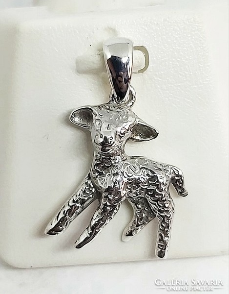 Silver lamb pendant, figurative silver new jewelry
